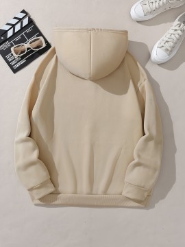 Plus Size Cozy Letter Print Hoodie - Soft, Casual, Drawstring, Hooded, Long Sleeve, Kangaroo Pocket Sweatshirt for Fall & Winter - Women's Comfortable Plus Size Clothing for Everyday Wear