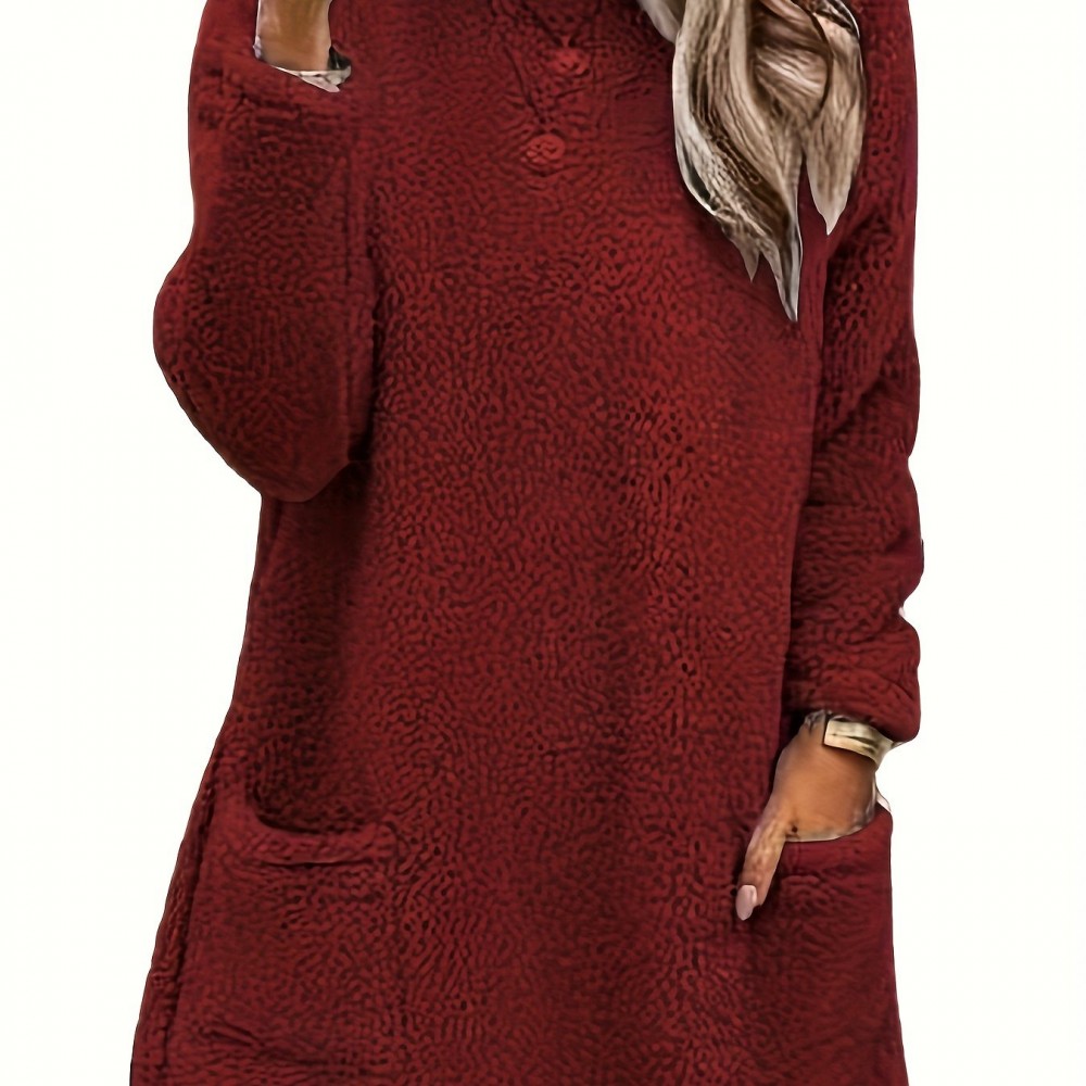 Cozy Plus-Size Fleece Pullover - Warm Long Sleeve Top with Pockets, Ideal for Casual Wear Cozy Plus-Size Fleece Pullover - Warm Long Sleeve Top with Pockets, Ideal for Casual Wear